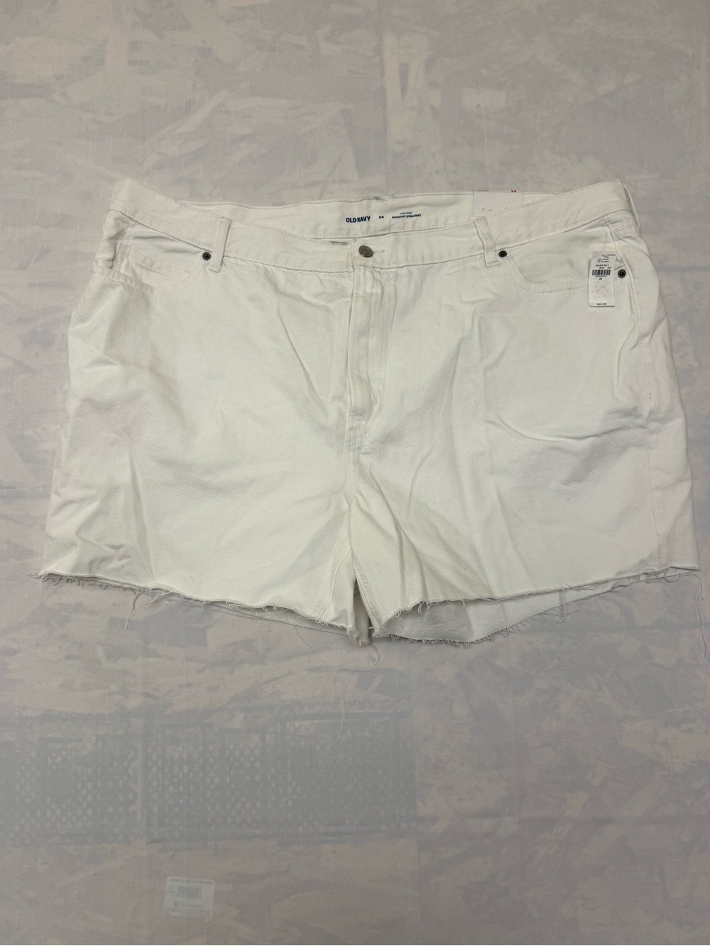 Old Navy Slouchy Straight High-Rise White Denim Frayed Hem Women's Shorts